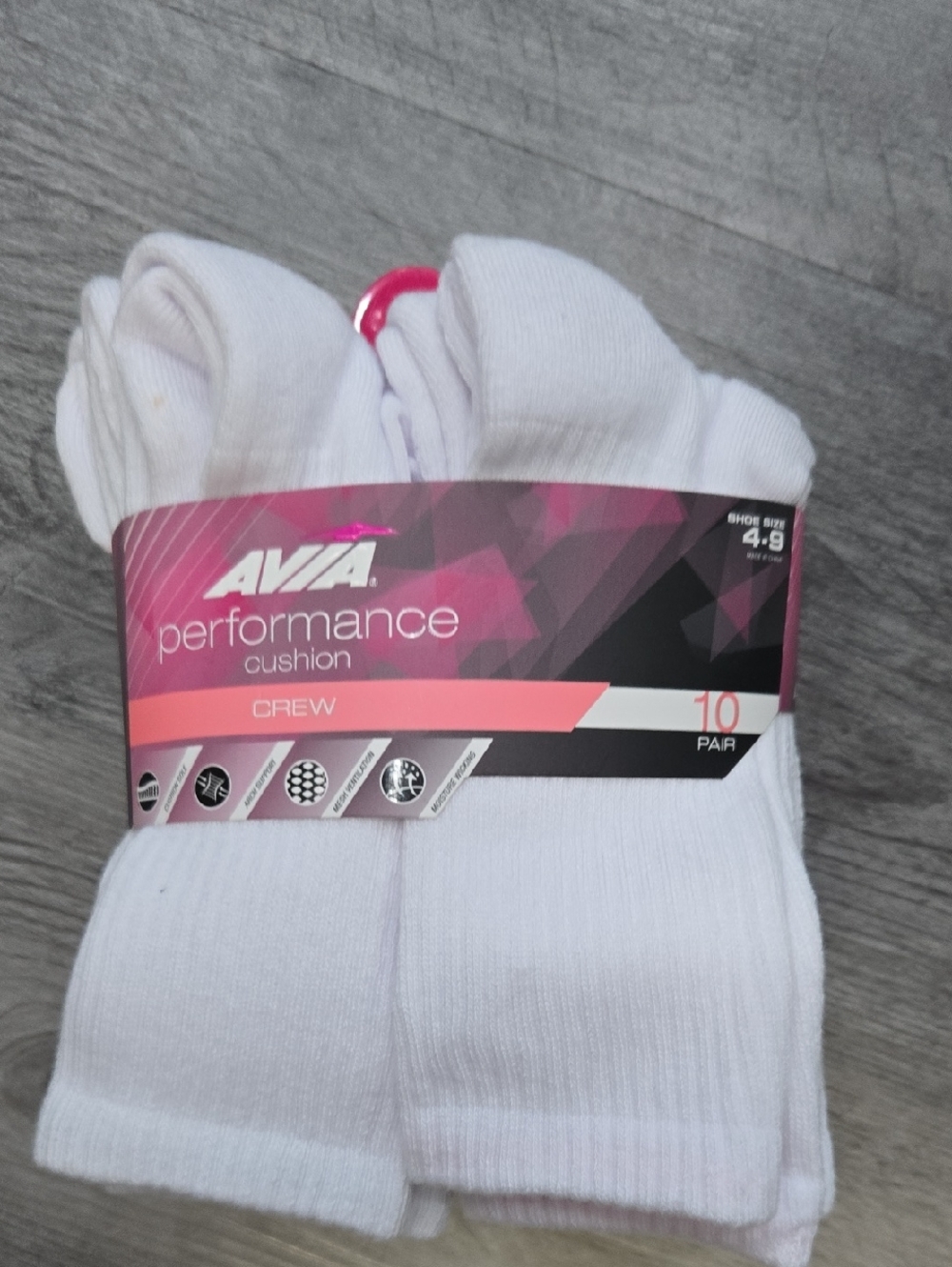 Avia White Performance Cushion Crew Socks - 10 Pack Size 4-9